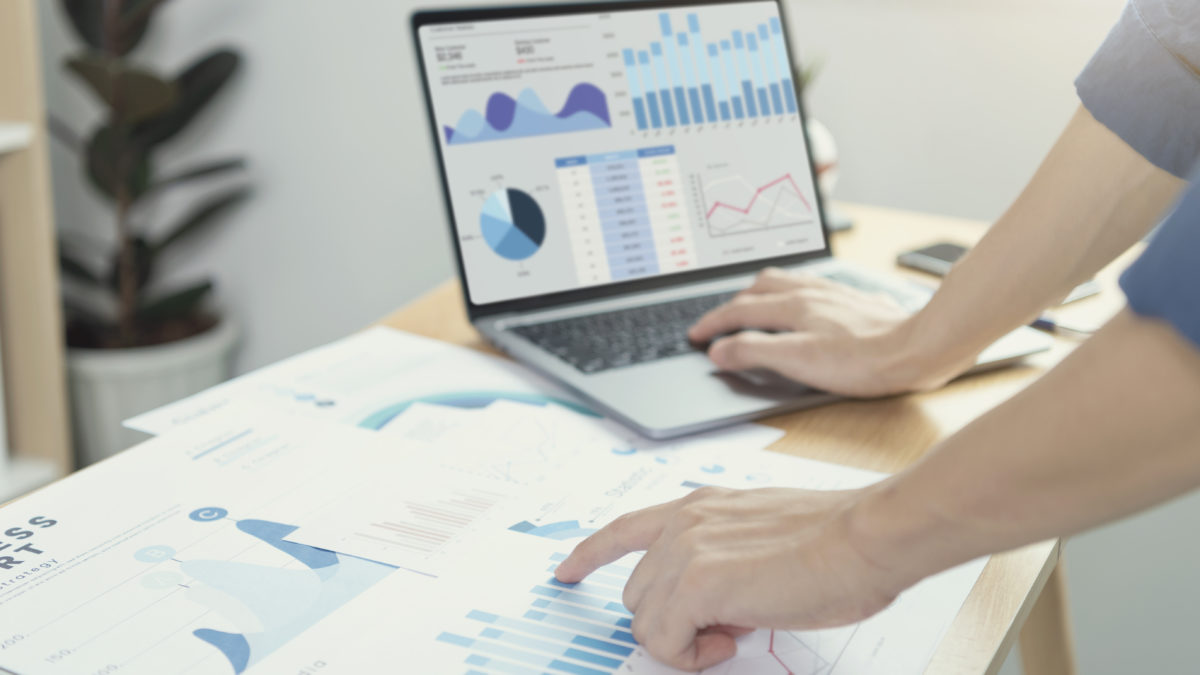 businesspeople working finance accounting analyze financial graph budget planning future office room scaled